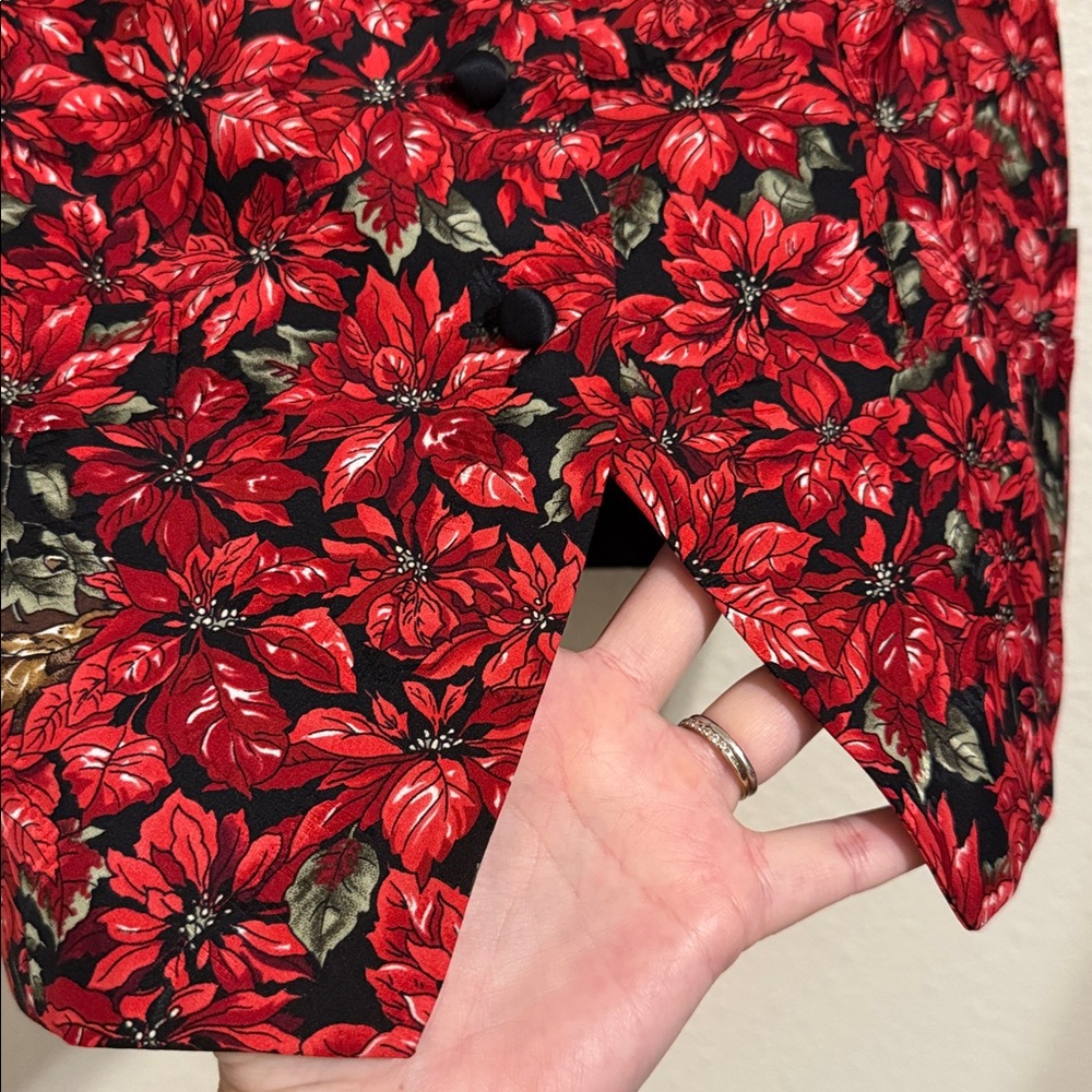 Nicole Miller Vintage Poinsettia Silk Vest Rare 1995 - Picture 6 of 9